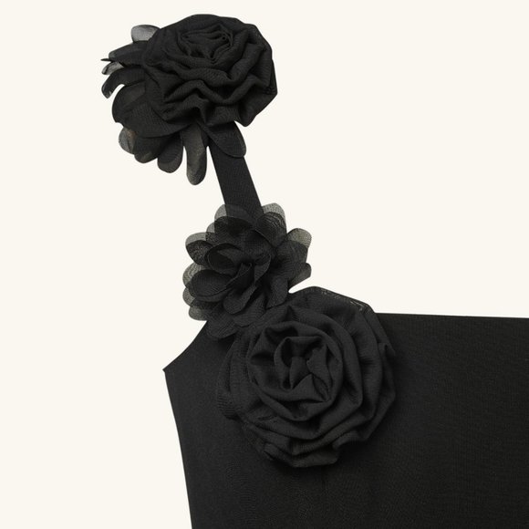 NWT JW PEI Black Rosette Mini Dress - Picture 3 of 4